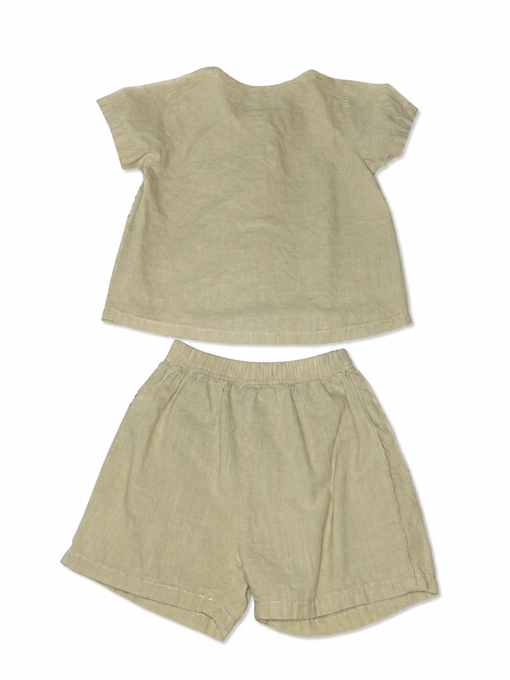 SHEIN Girls Beige Linen-Look 2-Piece Outfit Set | Size 100 (US size 3T)